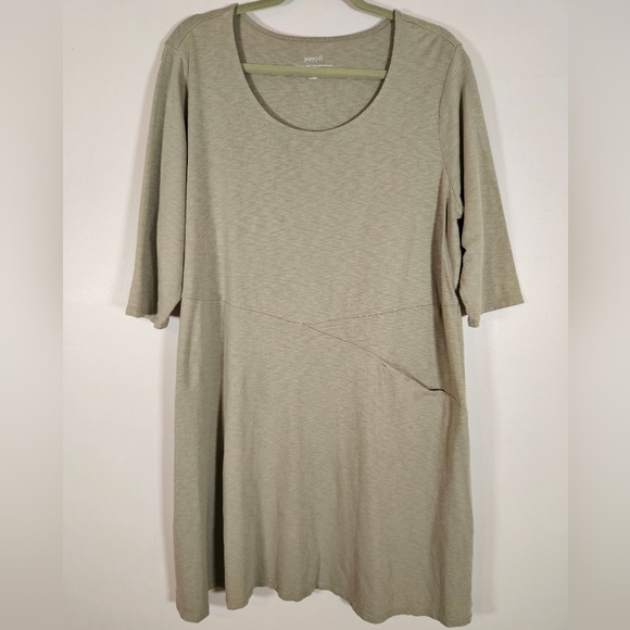 Pure Jill 1X PJ easy knit seamed dress sleeves pocket sage green soft ea… - Picture 1 of 8